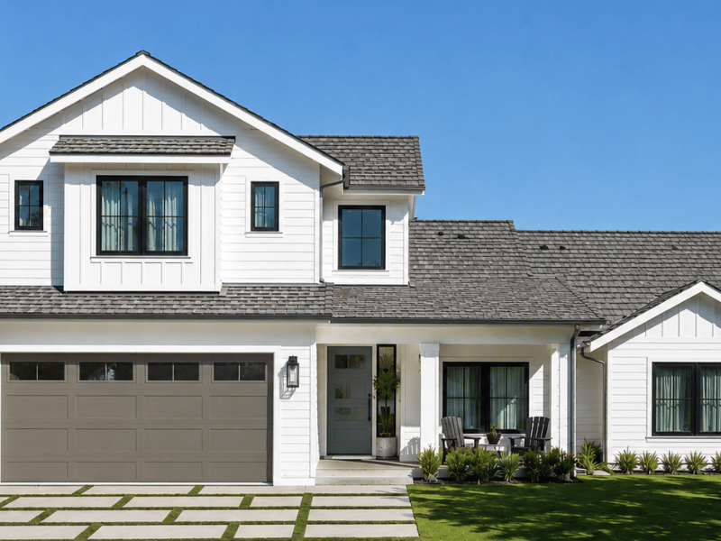 Coastal Newport Beach home with a designer architectural asphalt shingle roof and traditional Southern California architecture.
