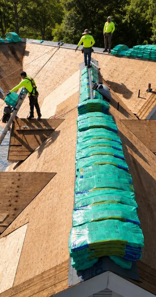 Method Roofing Group crew installing new asphalt shingle roof system on Southern California residential property